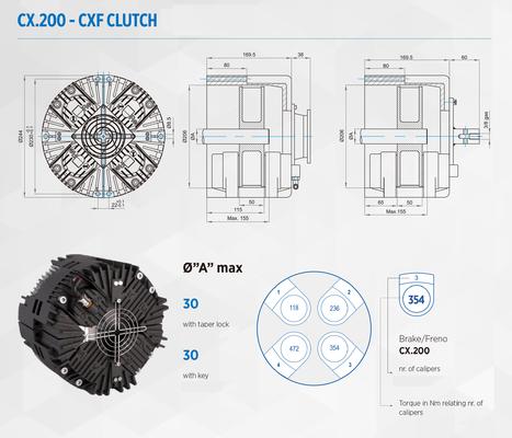 CX200 acanaló recambios de la máquina que Tention controla el freno de disco neumático de embrague